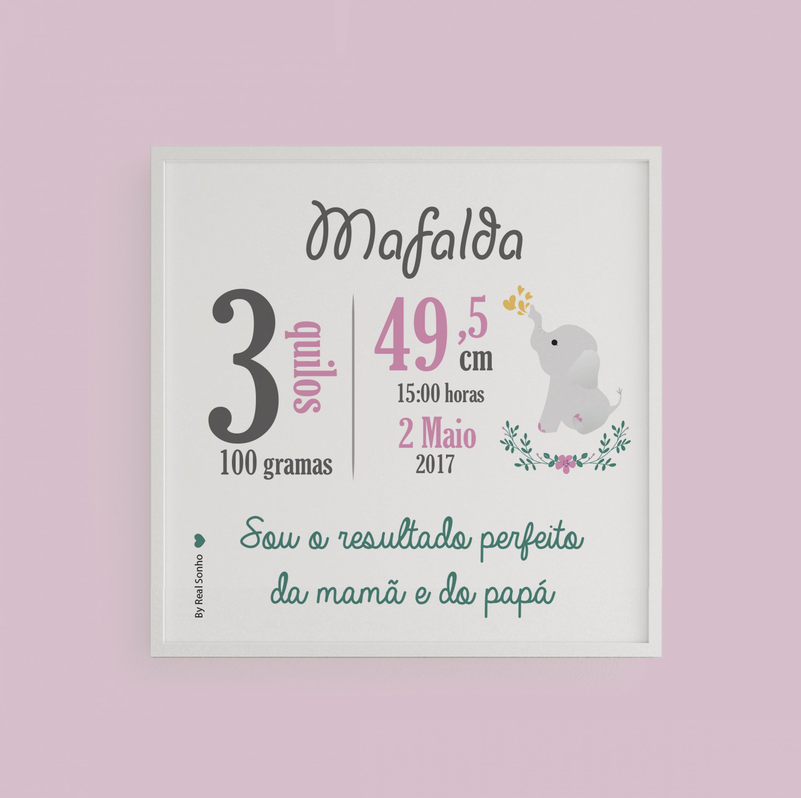 MOLDURA NASCIMENTO  I  elefante menina