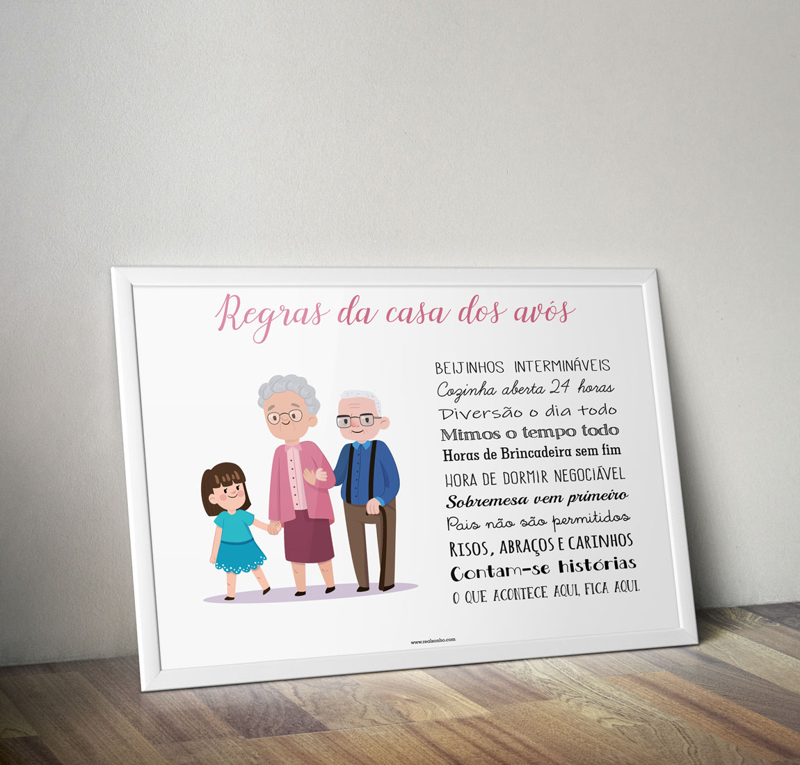 Moldura "Regras da casa dos Avós" I AVÓS-ML002 (menina)