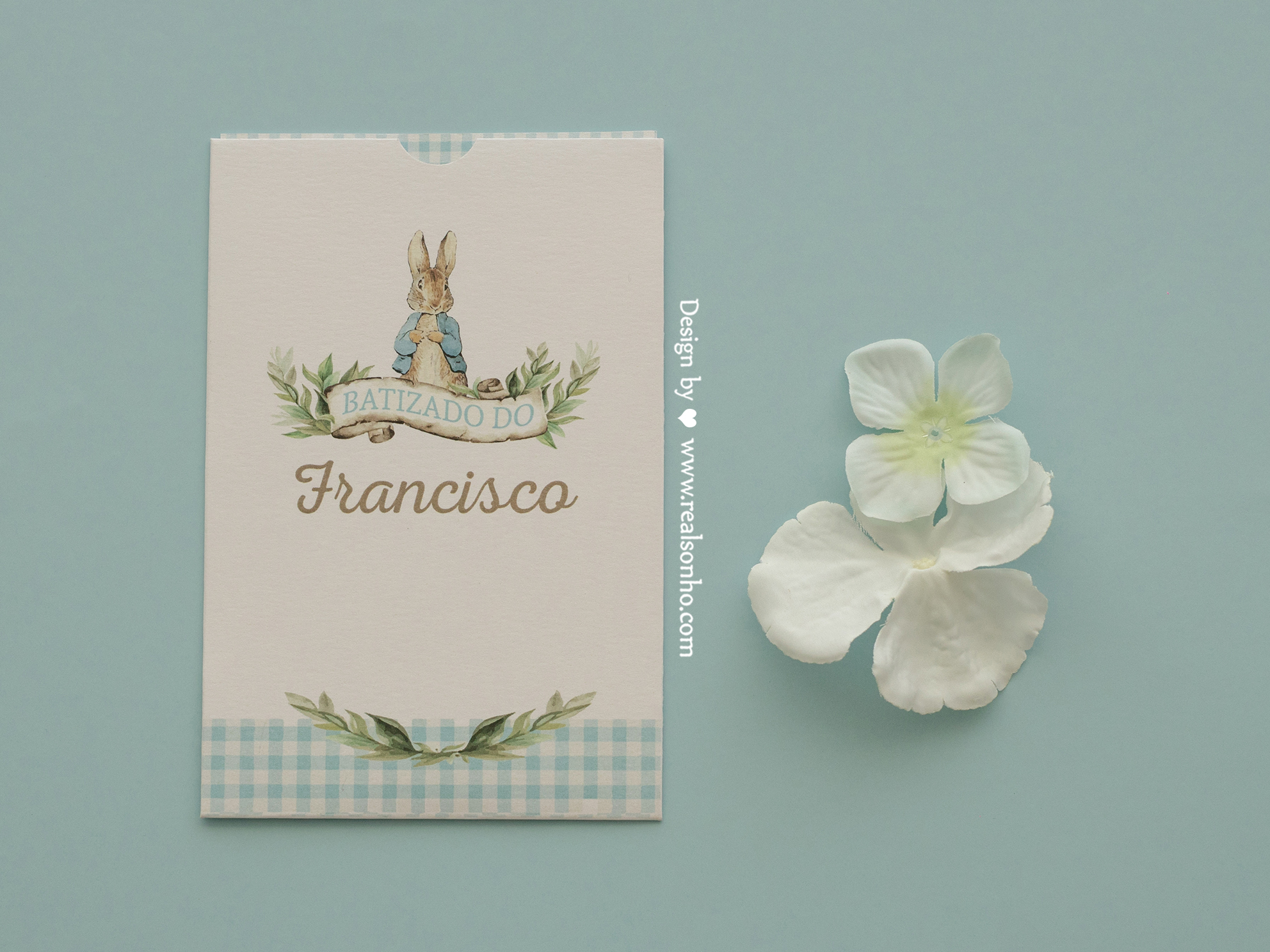 Convite de Batizado Coelhinho Azul | BT-C039 (menino)