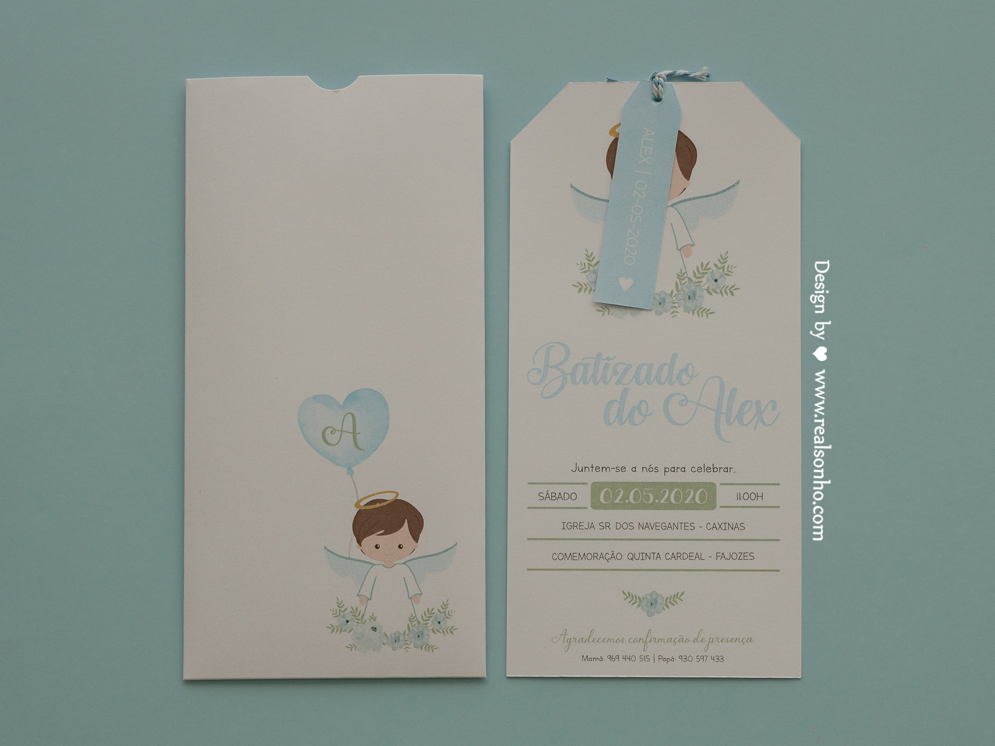 Convite de Batizado Anjinho | BT-C076 (menino)