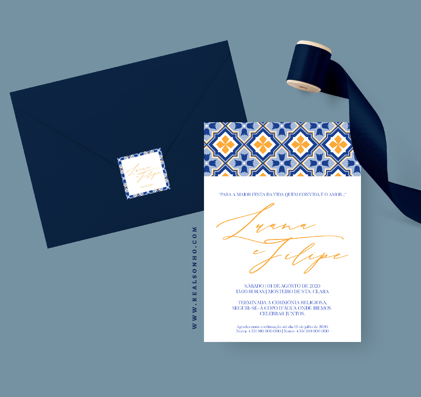 Convite de Casamento Ouro Azul | CS-C130