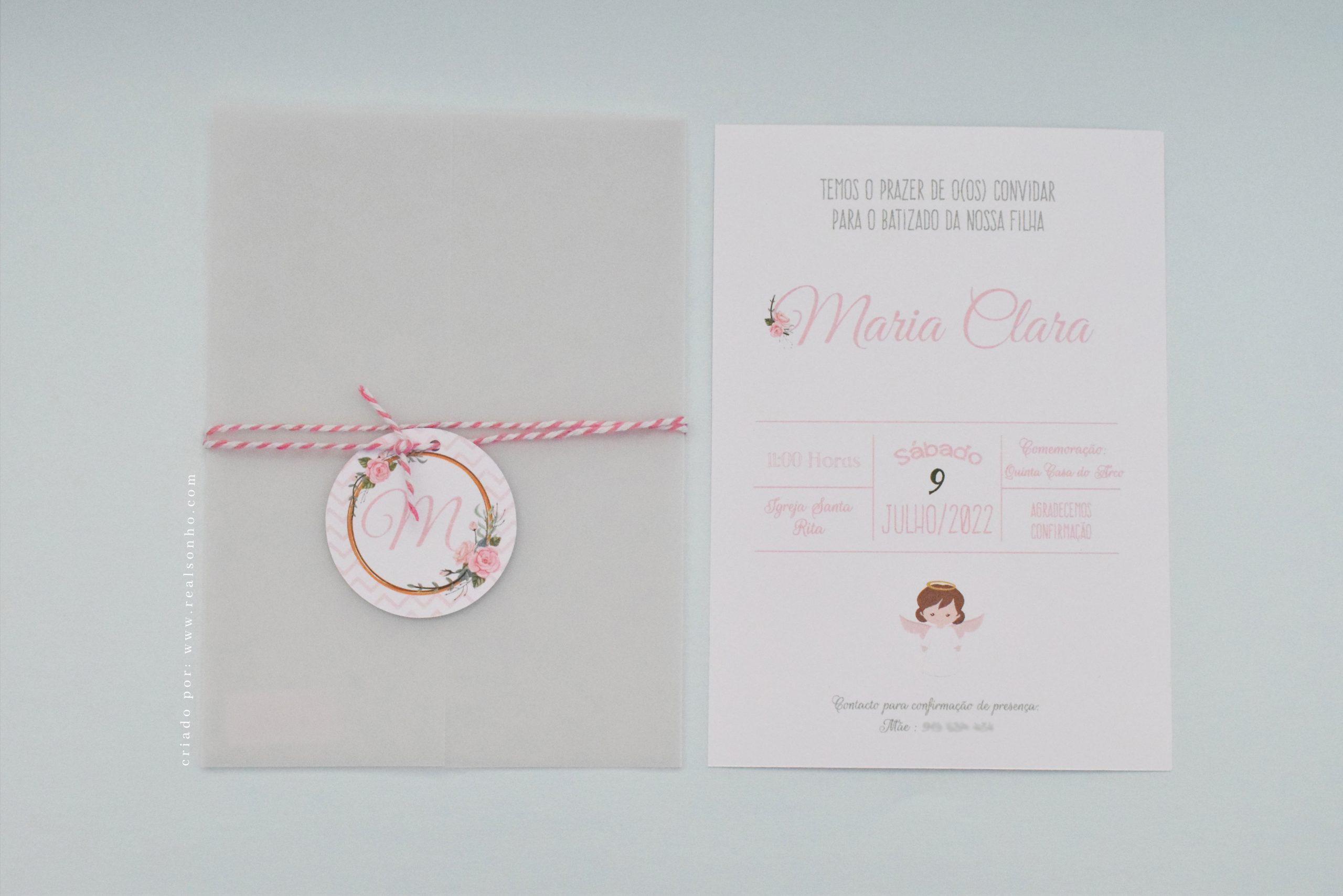 Convite de Batizado Anjo Menina | BT-C025