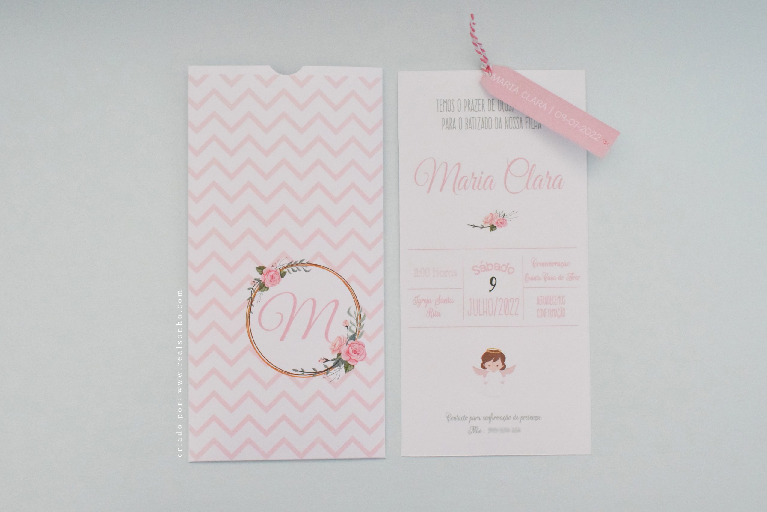 Convite de Batizado Inicial Menina | BT-C019