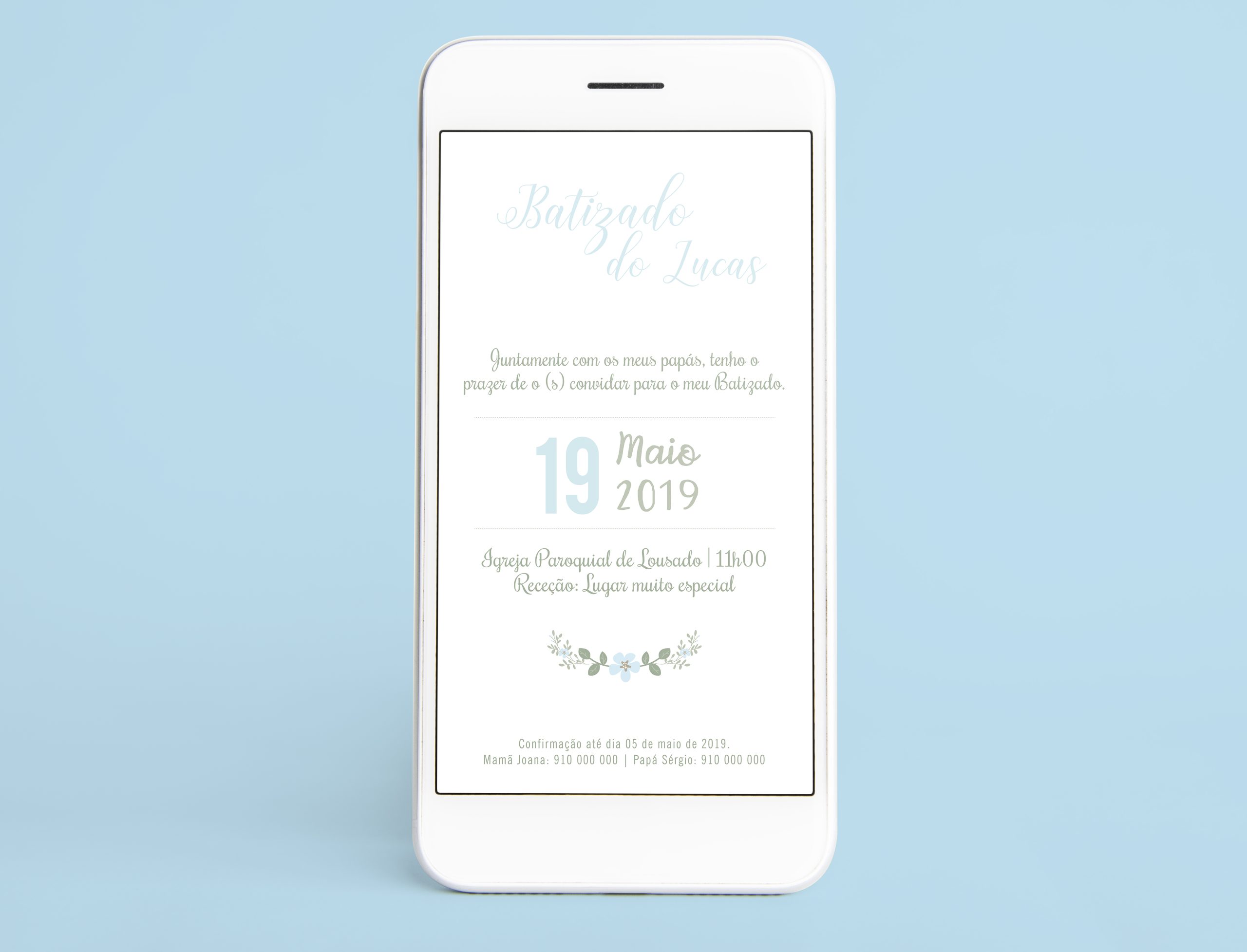 Convite Digital Batizado Menino | BT-CD017