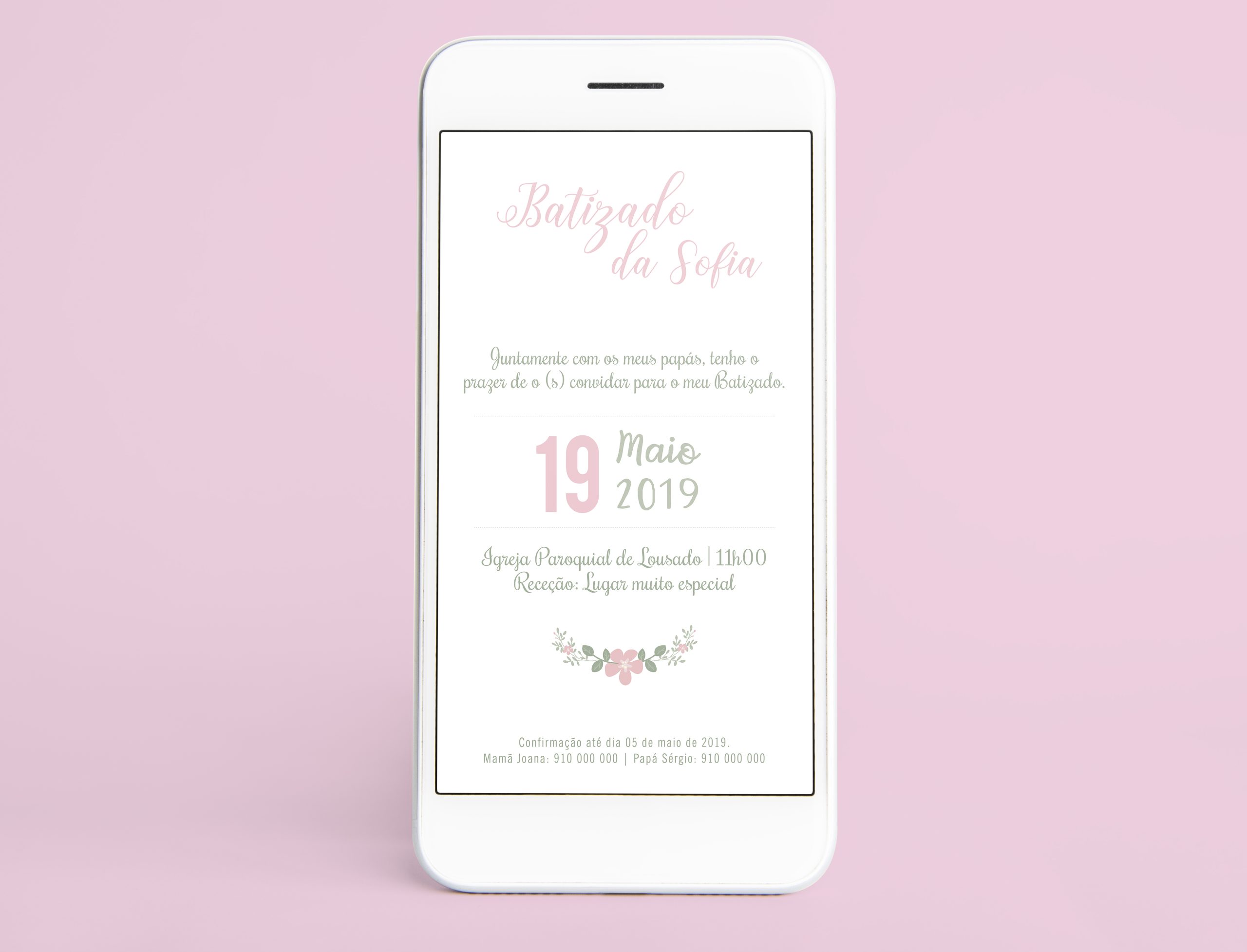 Convite Digital Batizado Menina | BT-CD017
