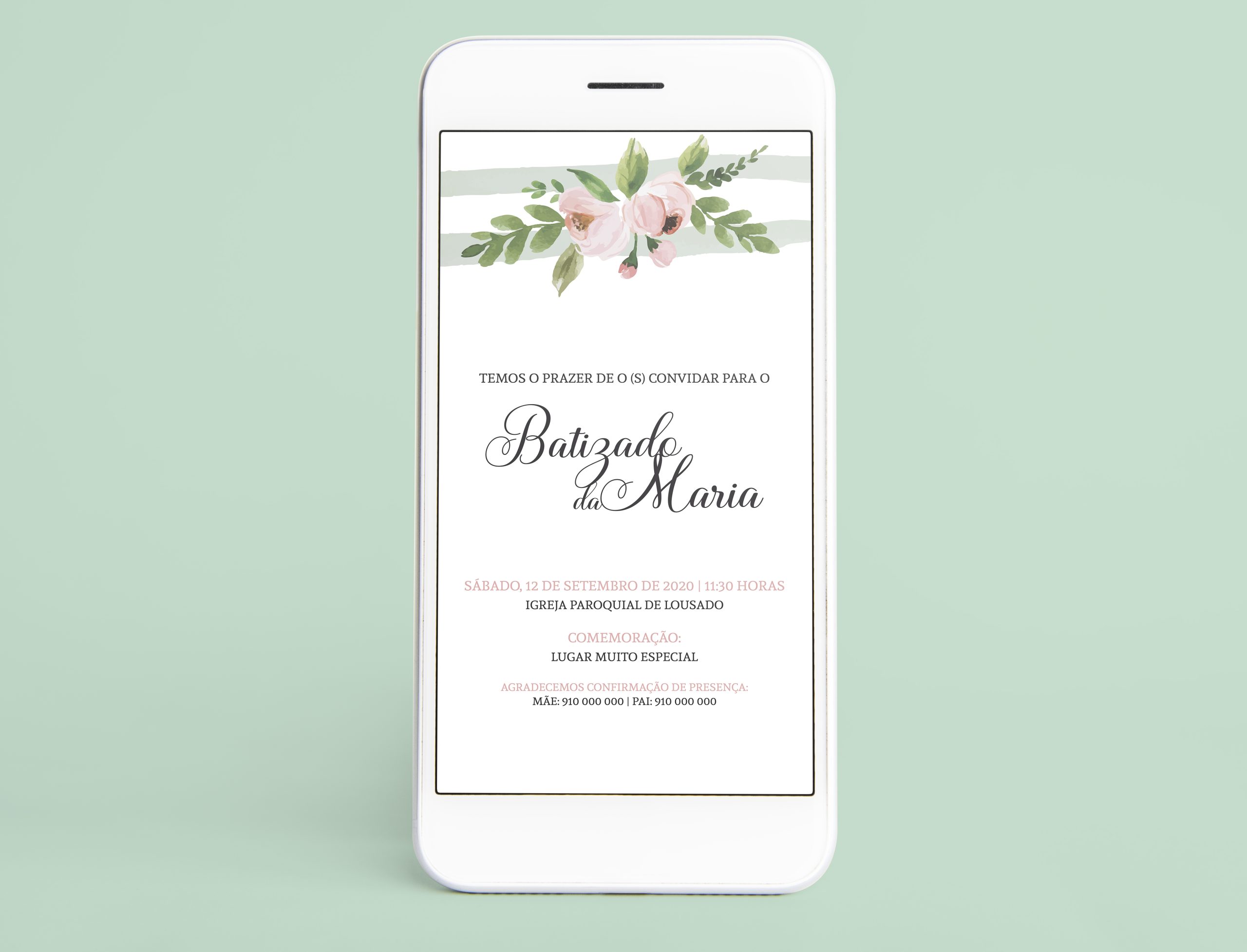 Convite Digital Batizado Menina | BT-CD090