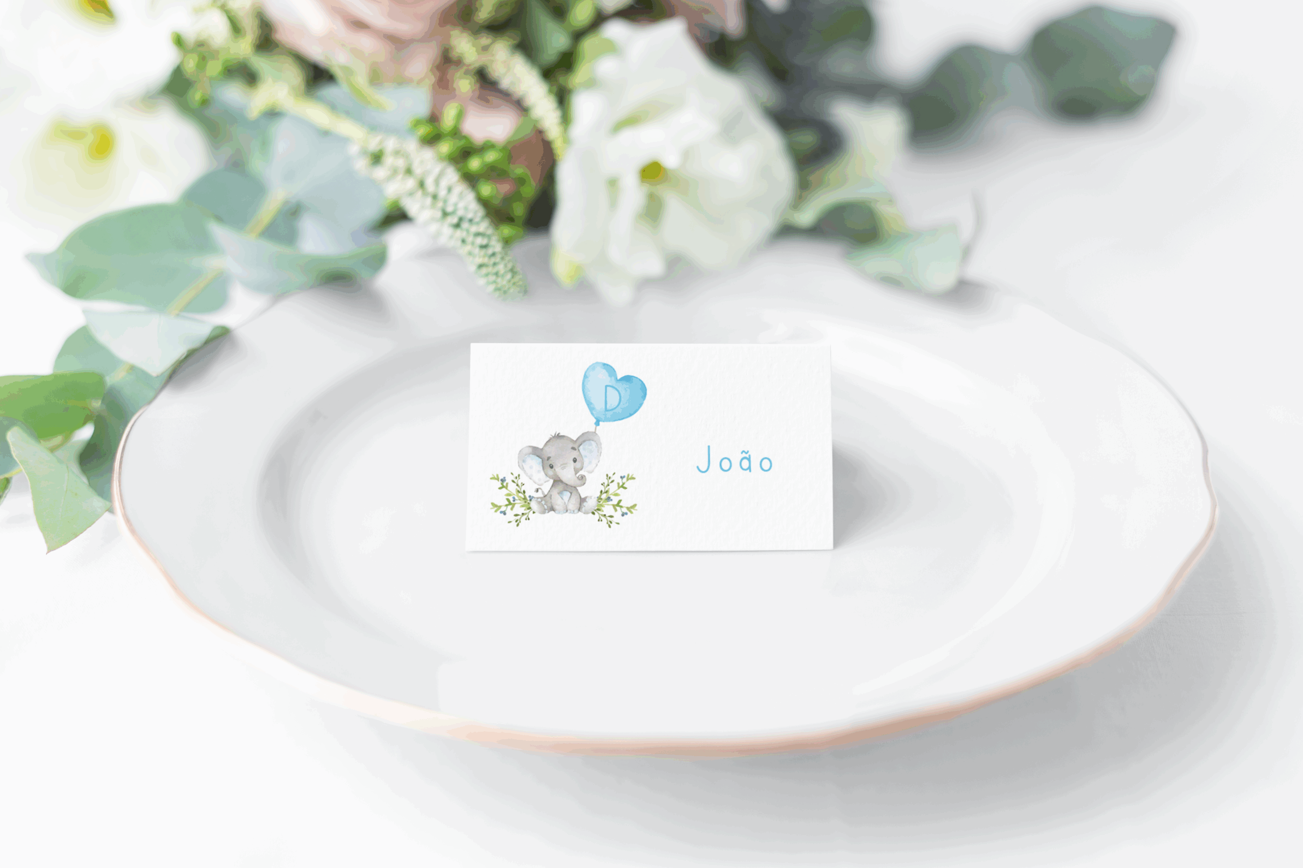 Ident. de convidados individual I Elefante com balão |  BT-ICI041