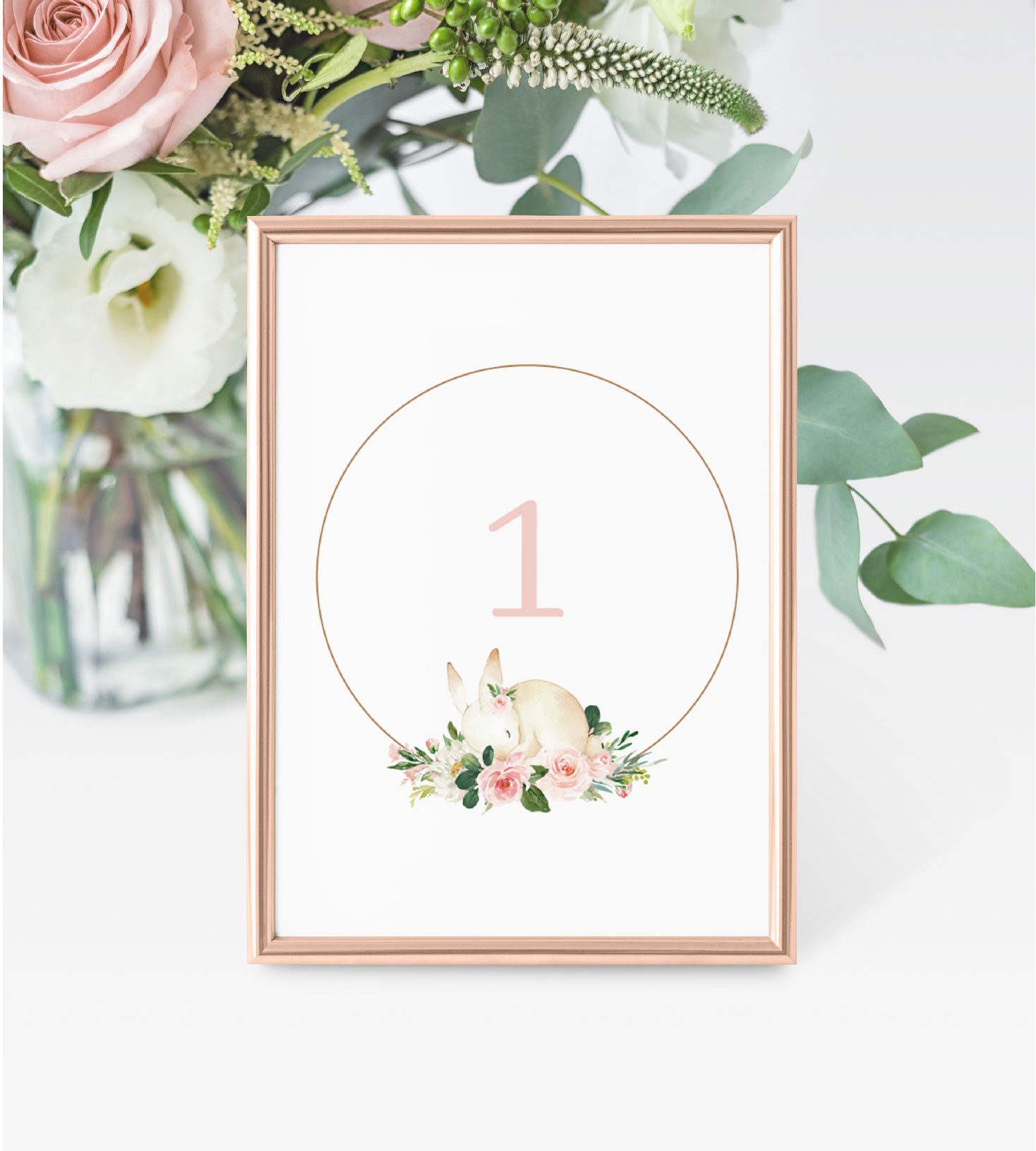 Ident. de mesa I Coelhinha com flores I BT-IMM043