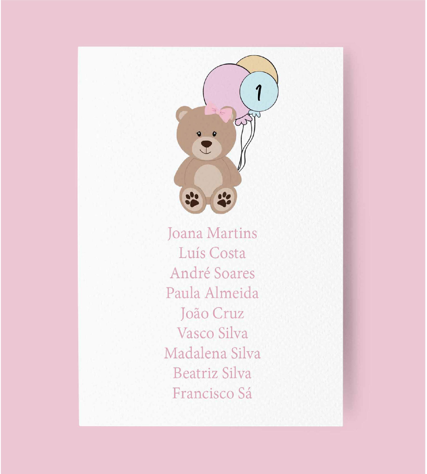 Ident. de convidados | Ursinha Rosa | BT-IC092