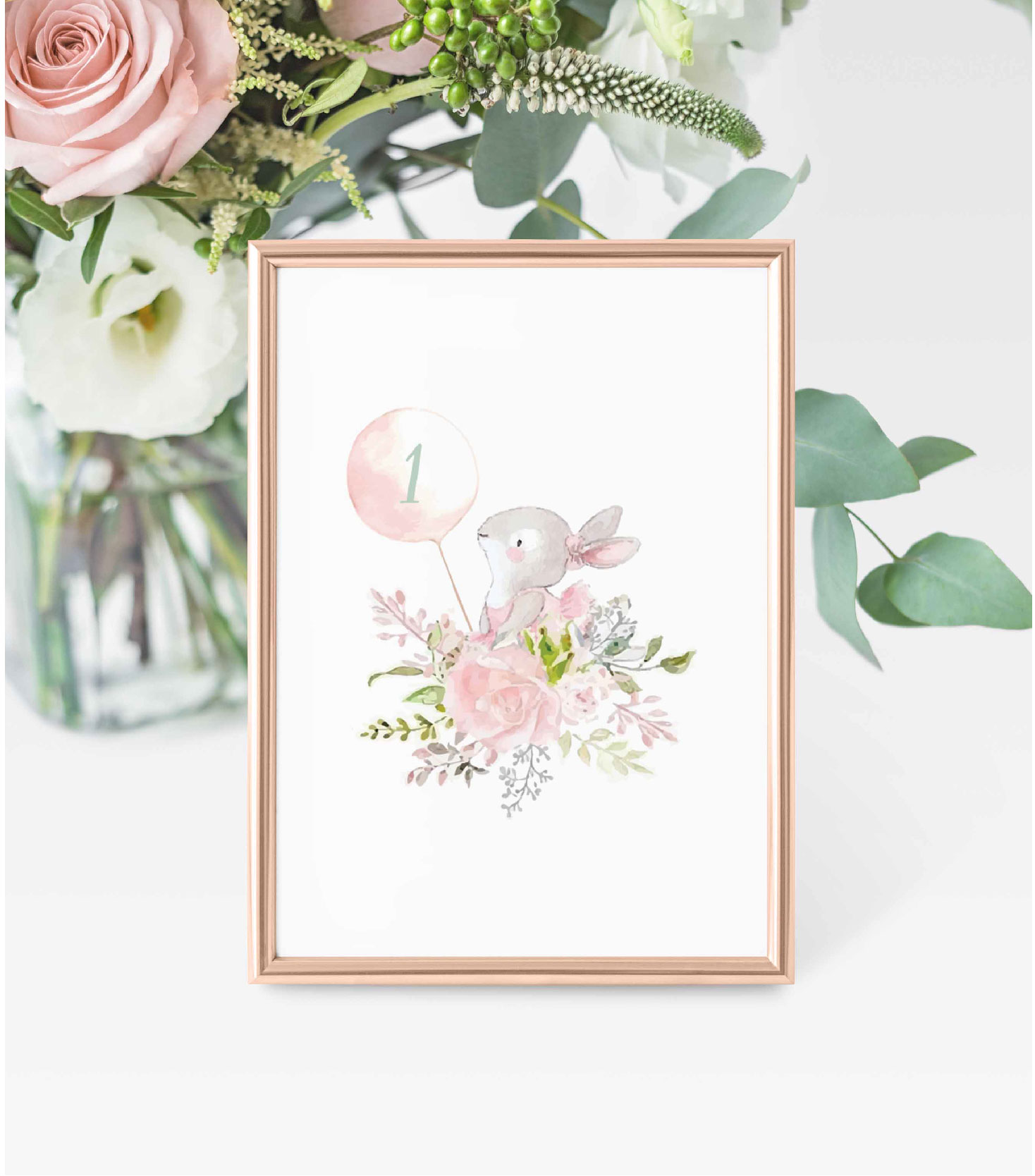 Ident. de mesa I Coelhinha com balão I BT-IMM048