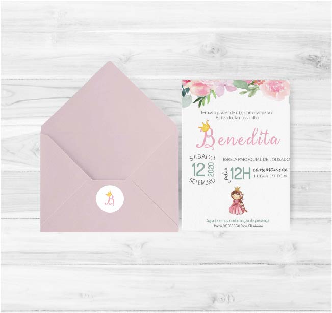 Convite de Batizado Princesa no Castelo | BT-C052