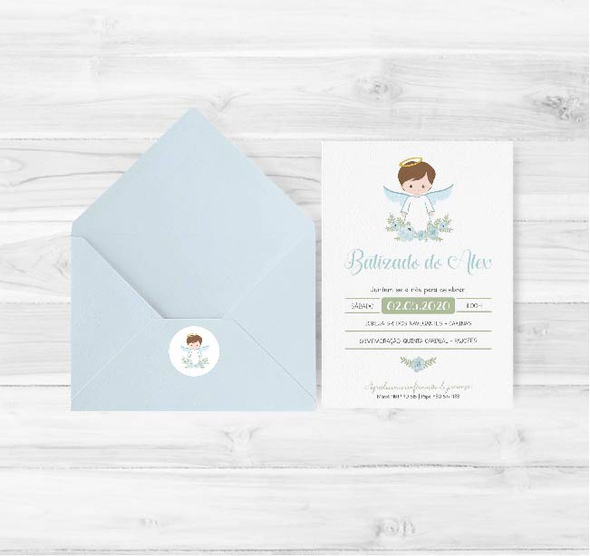 Convite de Batizado Anjinho | BT-C076