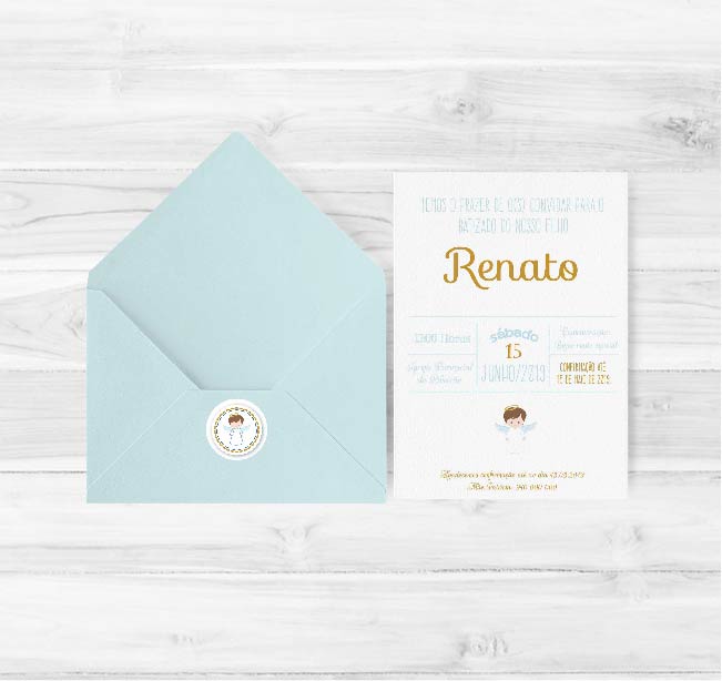 Convite de Batizado Anjo Menino | BT-C032