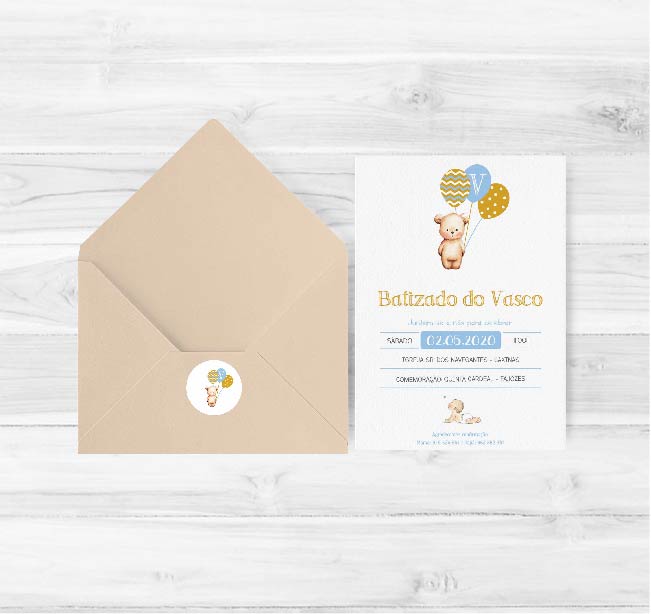 Convite de Batizado Pequeno Ursinho | BT-C077