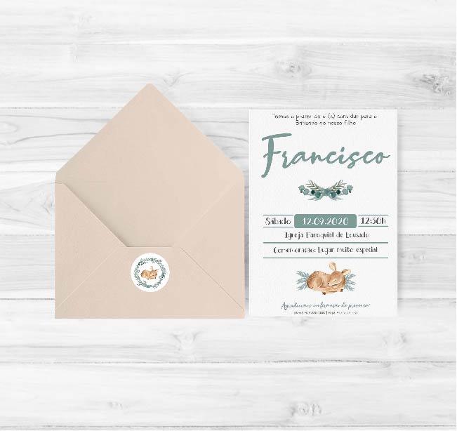 Convite de Batizado Veado | BT-C047
