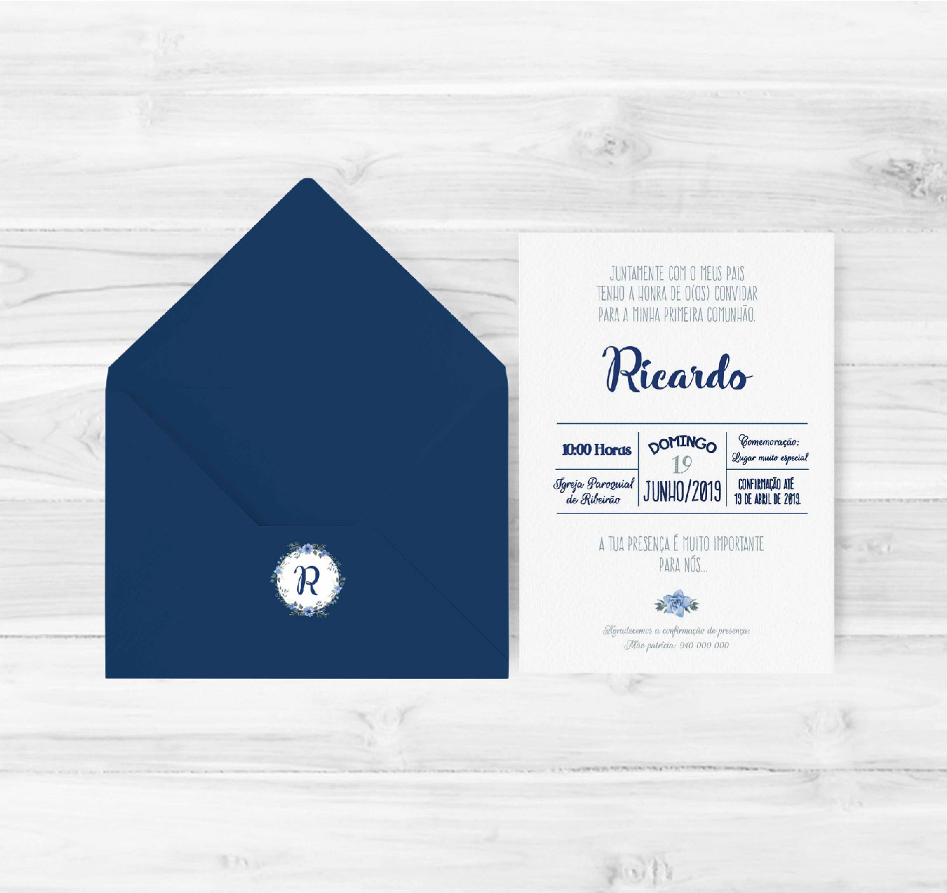 Convite Azul Floral | CM-C012