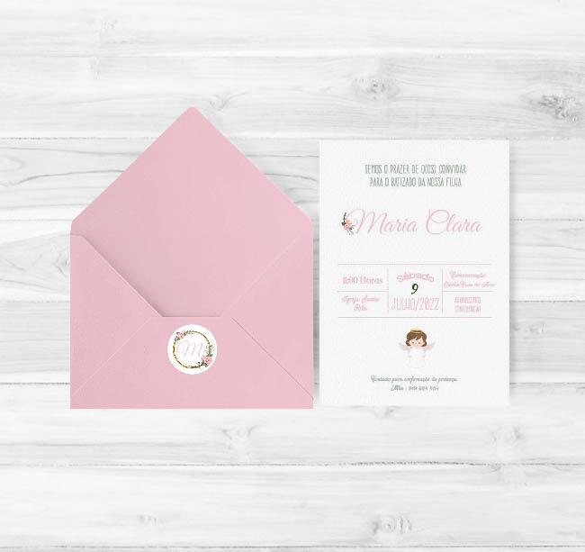 Convite de Batizado Inicial Menina | BT-C095