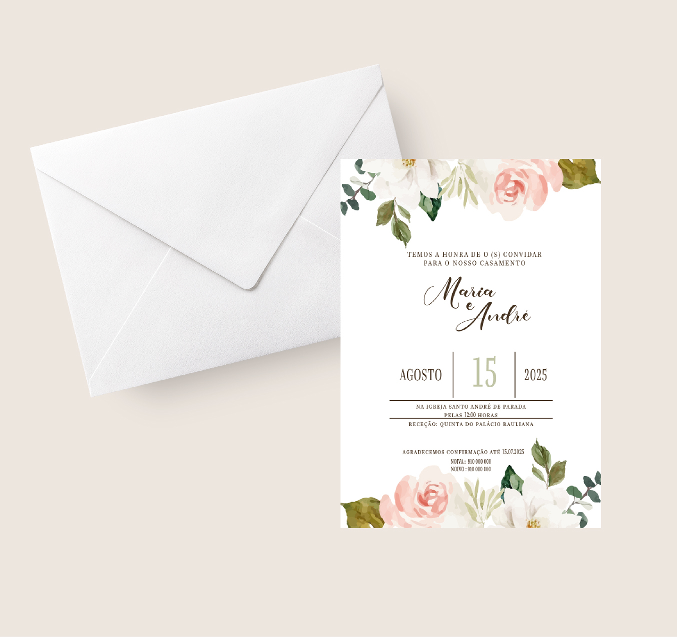 Convite de Casamento Envelope Branco 15x19 | CS-C201