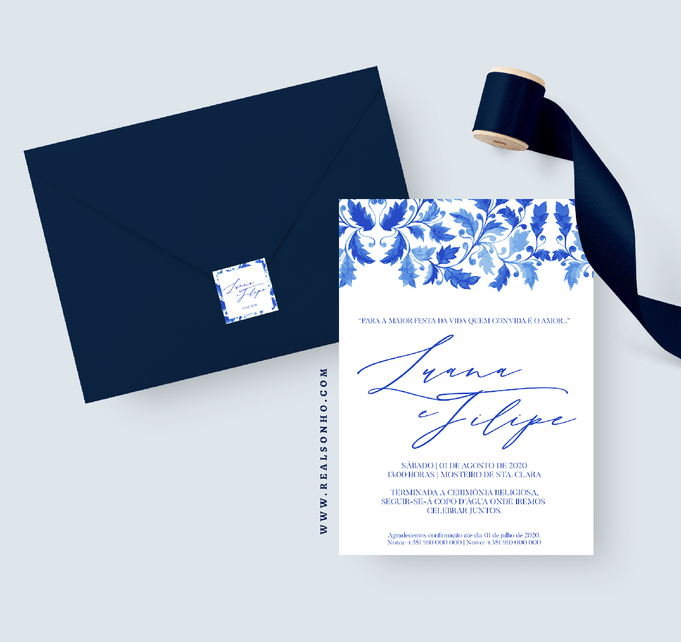 Convite de Casamento Pétalas Azuis | CS-C131A