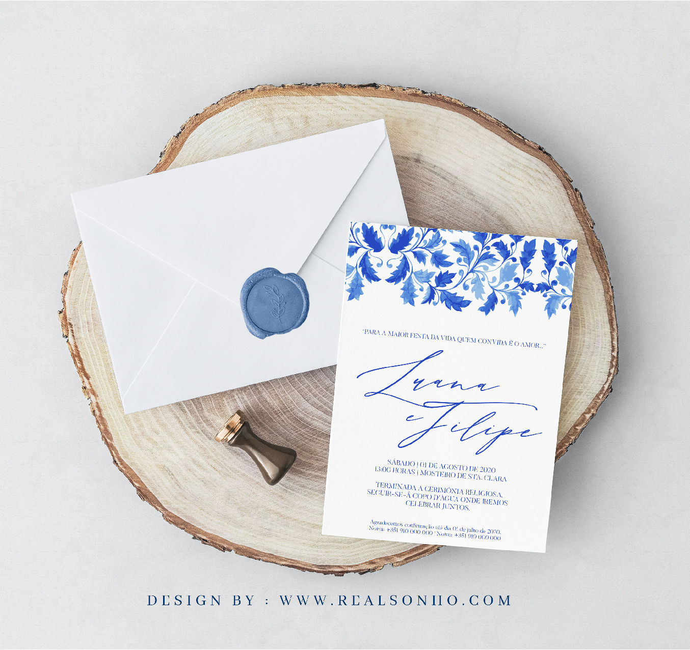 Convite de Casamento Pétalas Azuis | CS-C131L