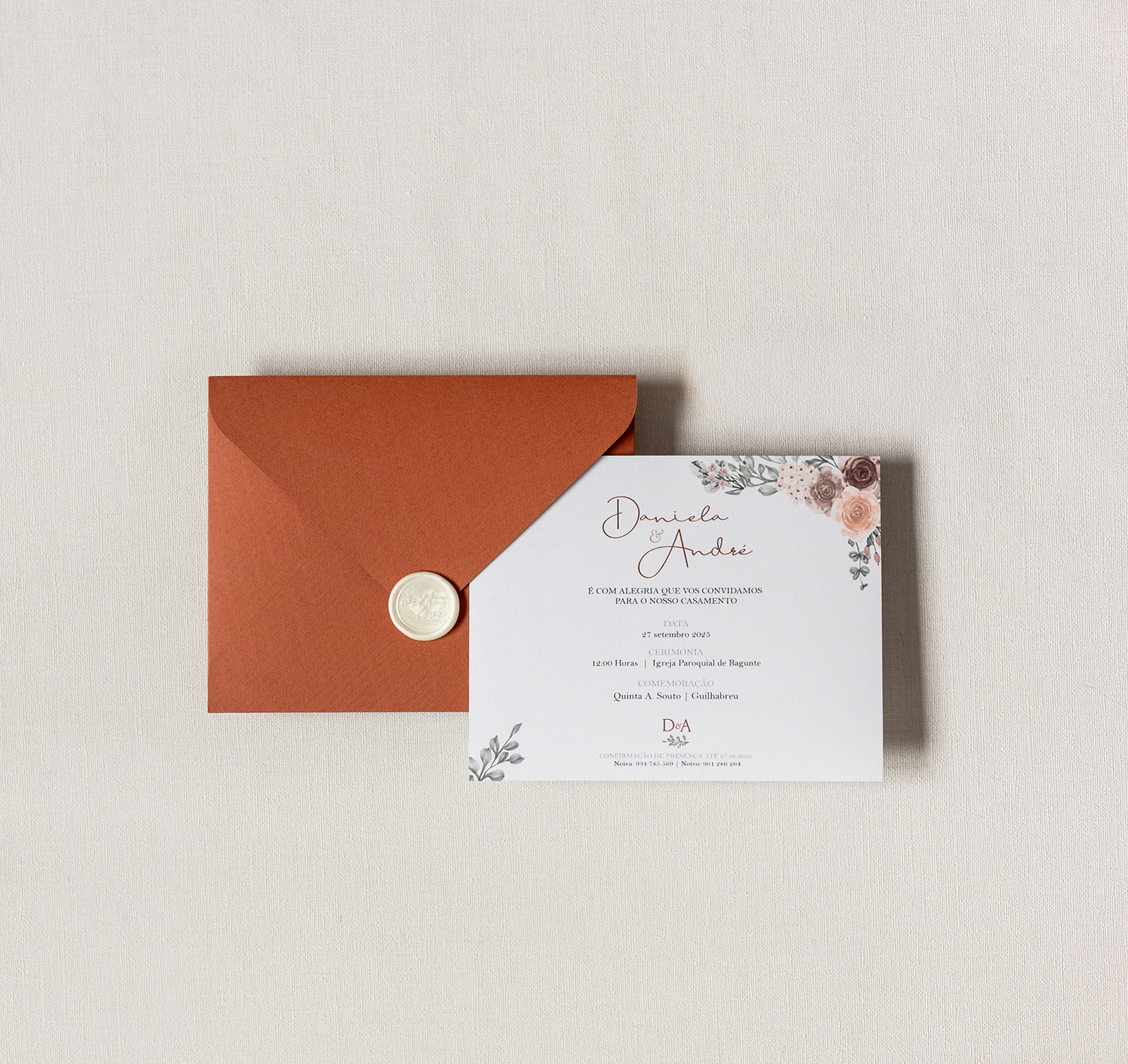 Convite de Casamento Terracota | CS-DR-PH500L