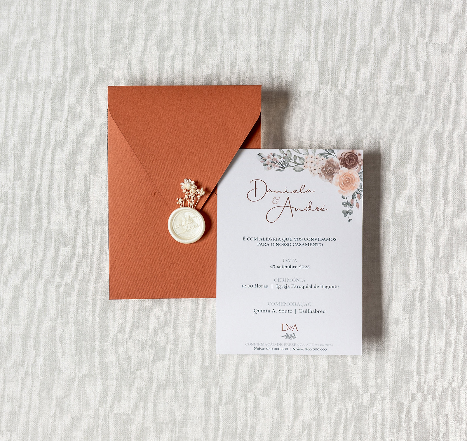 Convite de Casamento Terracota | CS-T-PV602L