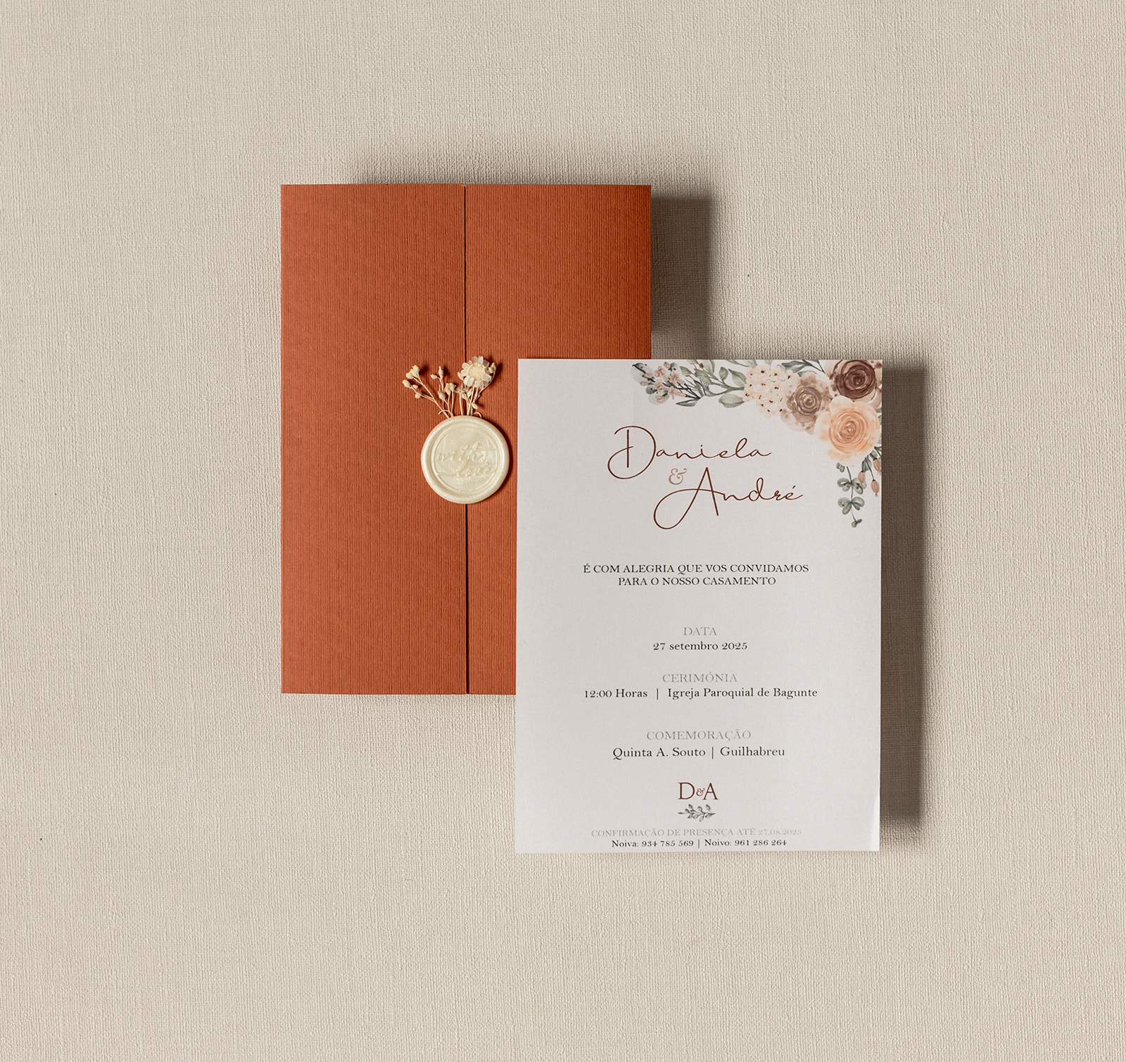 Convite de Casamento Terracota | CS-T-JP002L