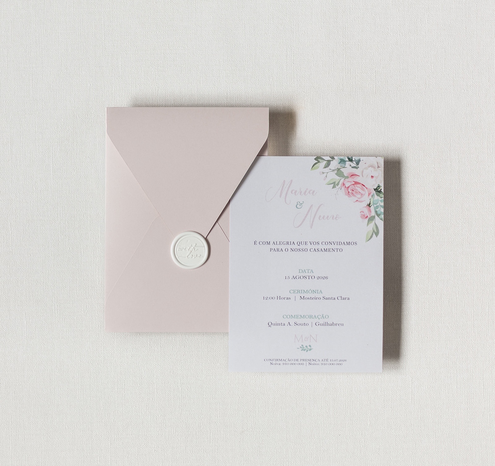 Convite de Casamento Doce Rosa | CS-DR-PV600L