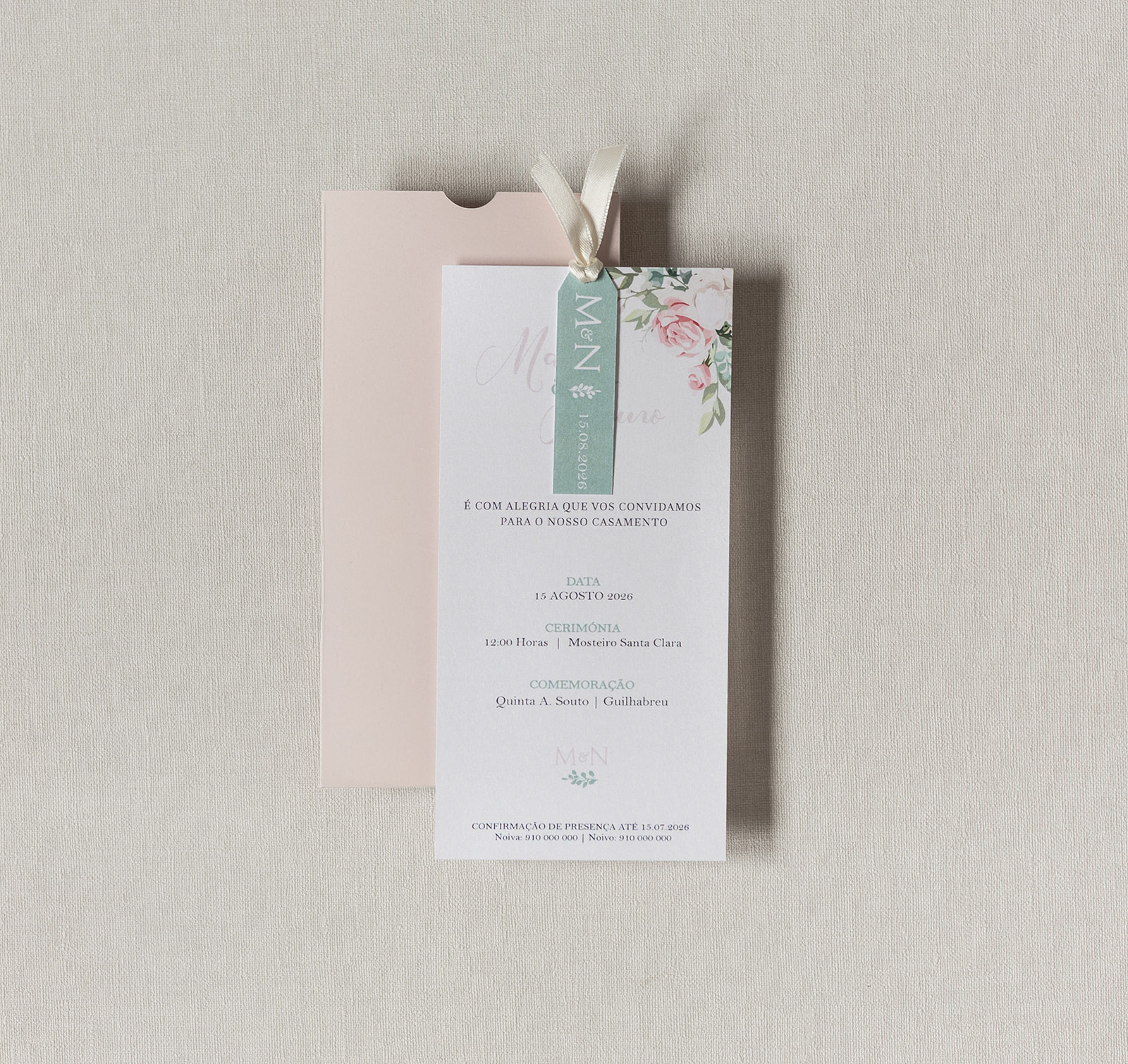 Convite de Casamento Doce Rosa | CS-DR-LV400