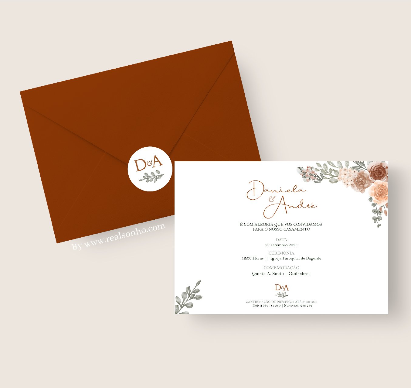 Convite de Casamento Terracota | CS-CT-PH500A